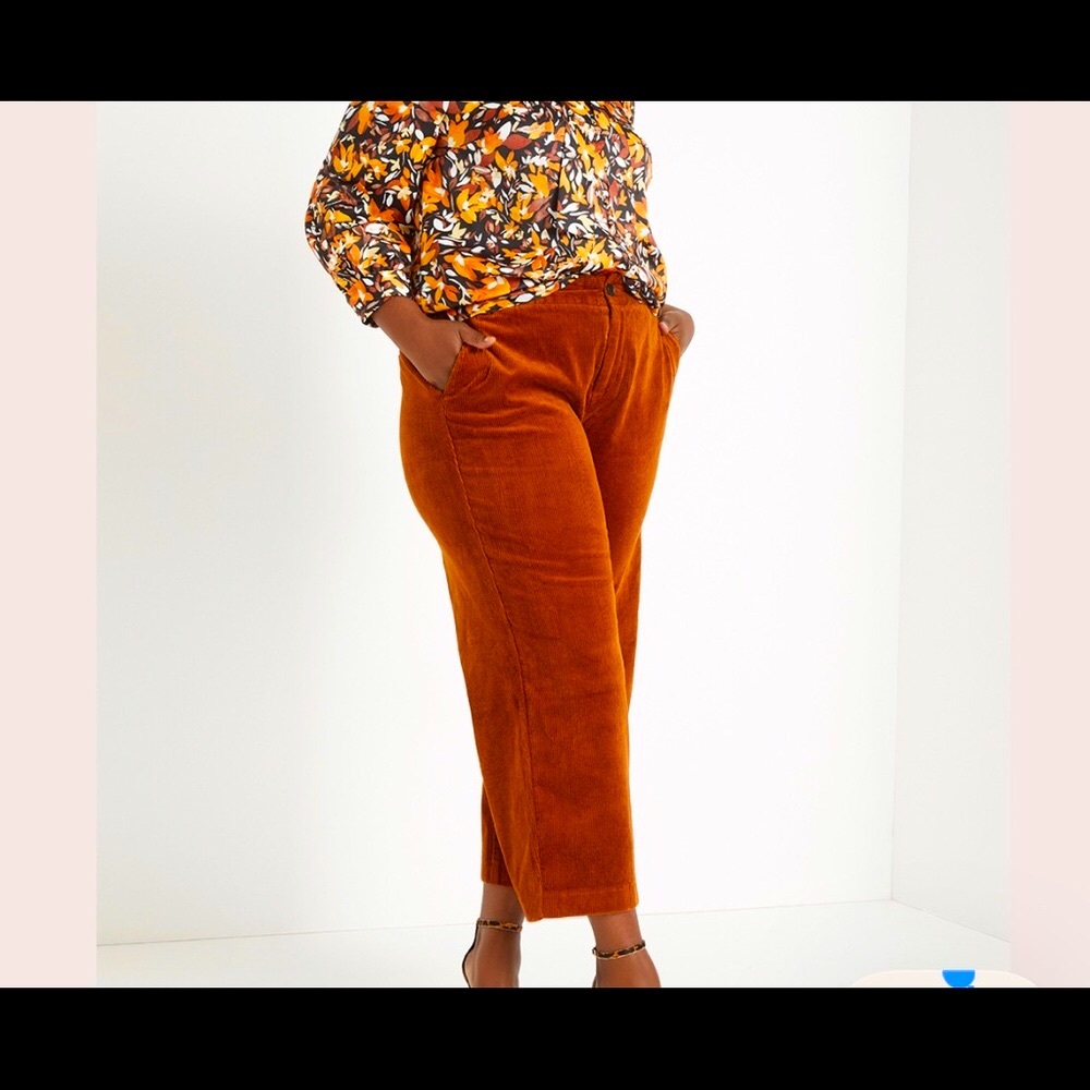 Eloquii Cropped Corduroy Flare Leg Pant -plus size